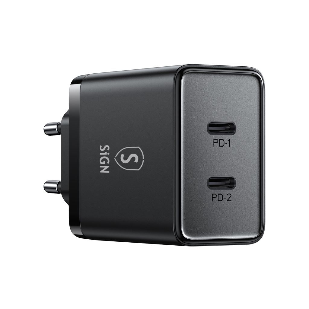 Dual USB-C PD Charger 40W - Black