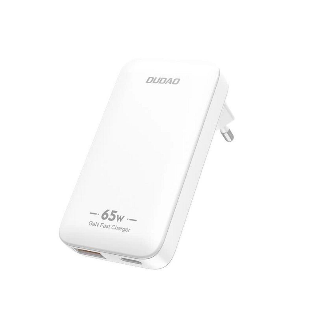 Dudao GaN Travel Wall Charger Ultra-Thin 65W USB-A/USB-C PD/EU/US - White
