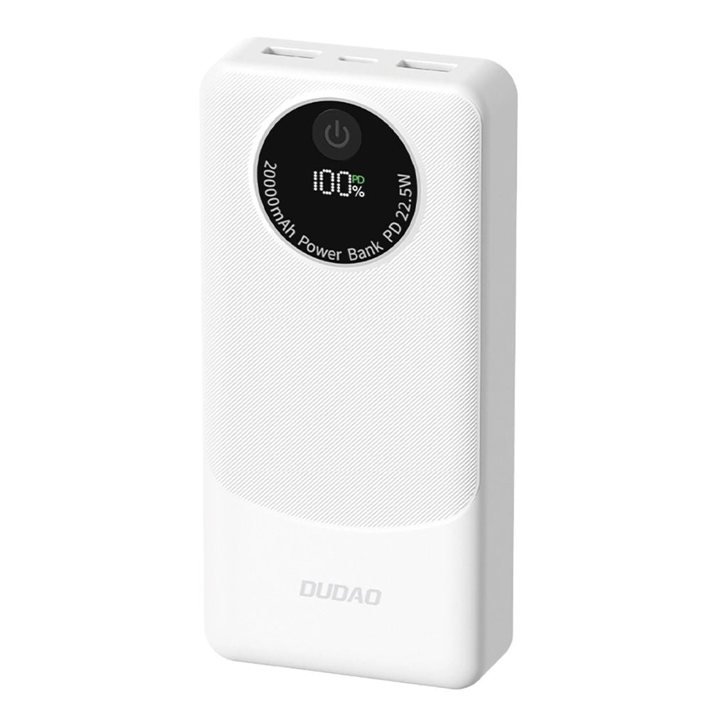 Dudao K12Pro Powerbank 20000mAh USB-A/USB-C, 22.5W PD - White