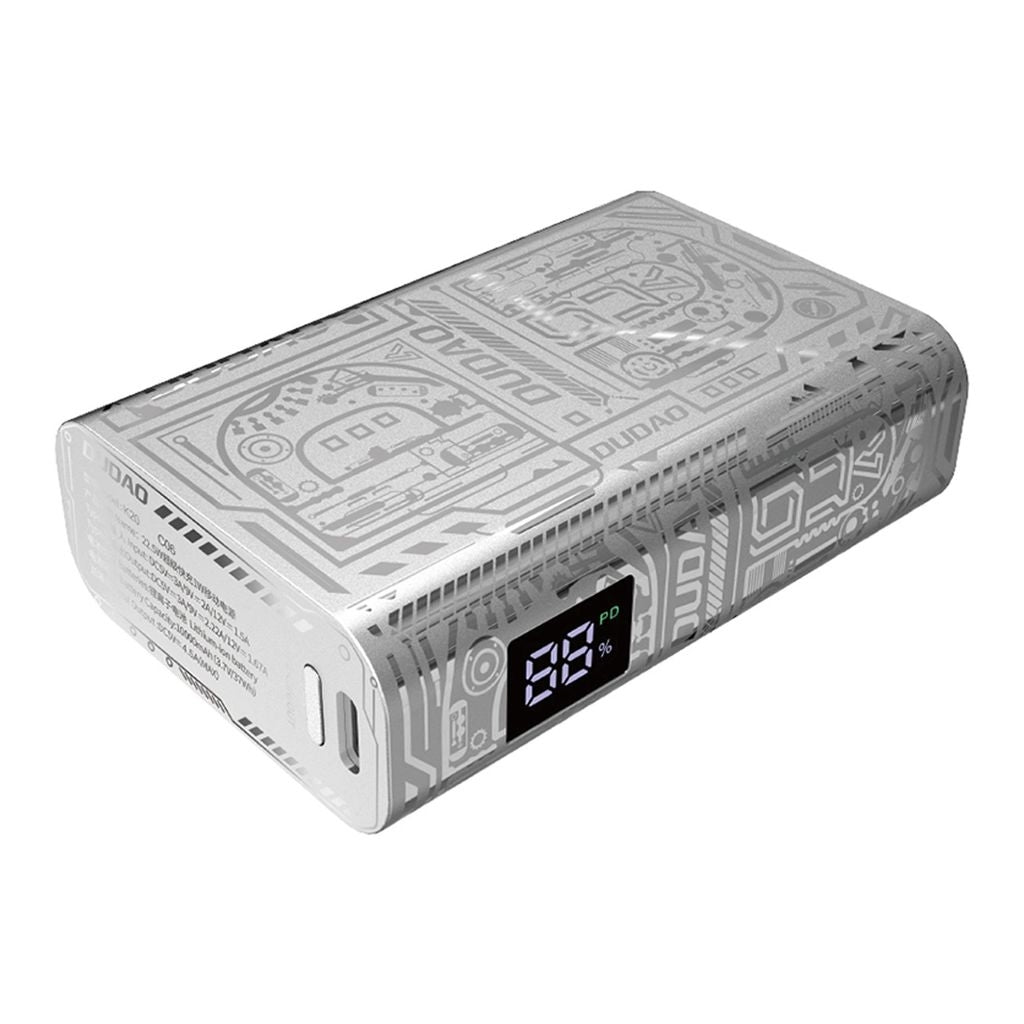 Dudao Powerbank 10000mAh, 22.5W, USB-A / USB-C - Silver