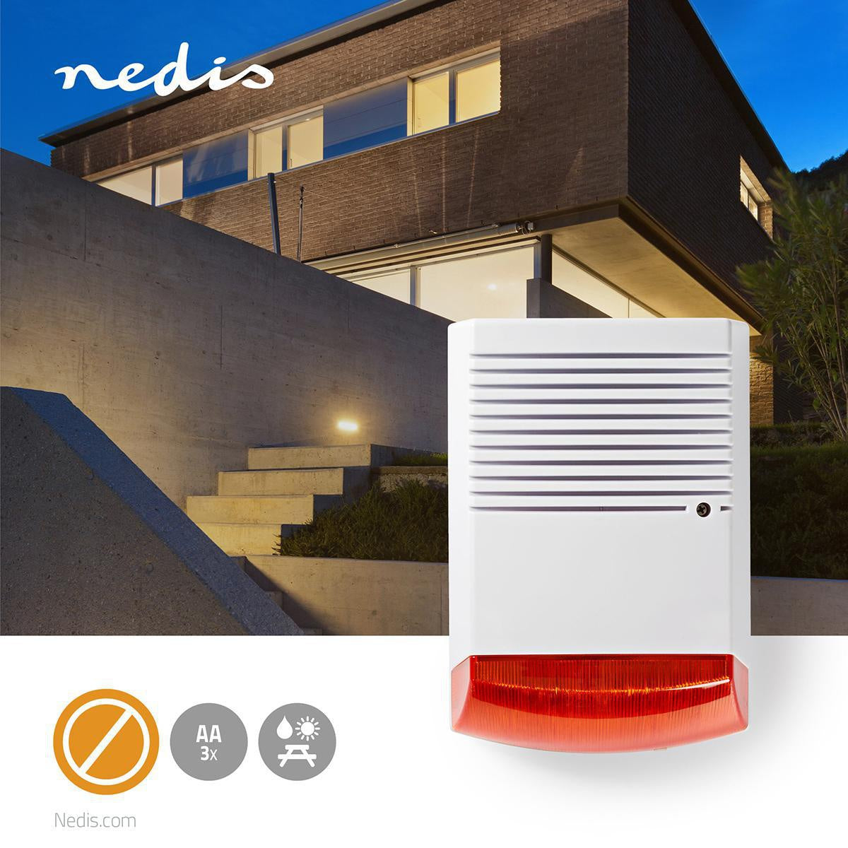 Dummy Security Siren | IP44 | Battery powered | Outdoors | Orange / White