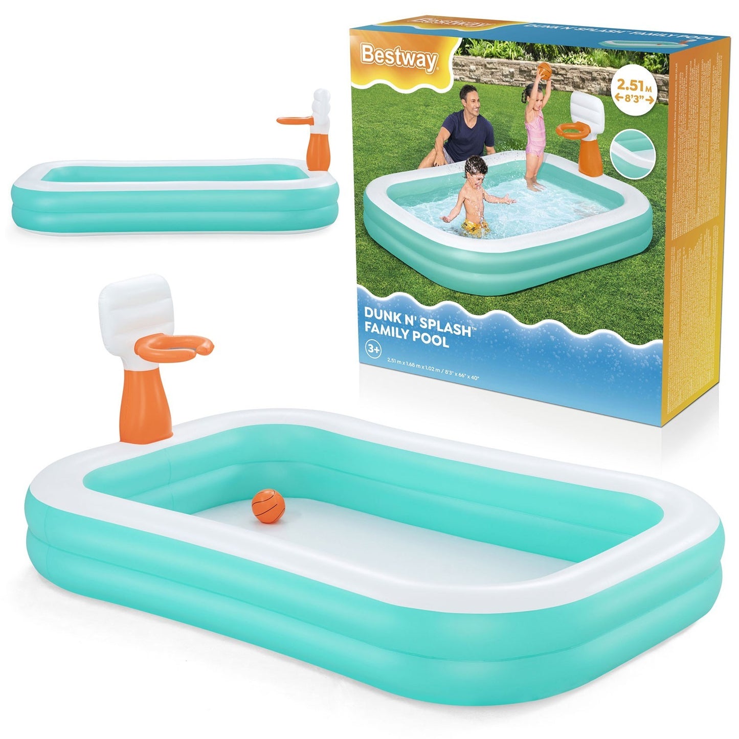 Dunk'N Splash inflatable pool 251 x 168 x 102 cm Bestway 54445