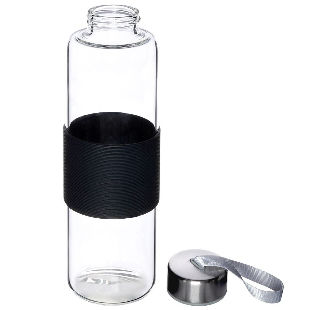 Durable 600 ml bottle in borosilicate glass with silicone protection