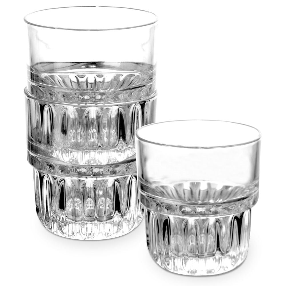 Durable Glass 200 ml with Grooved Bottom for Drinks