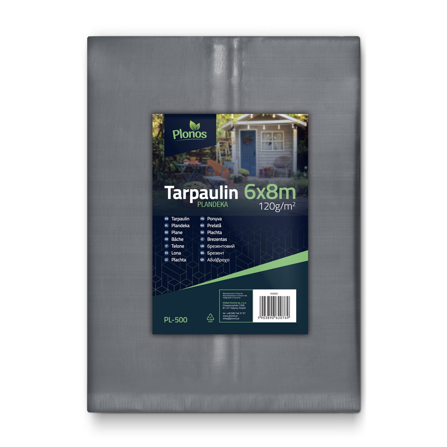 Durable Tarpaulin 600 x 800 cm, 120 g/m² - Plonos PL-500