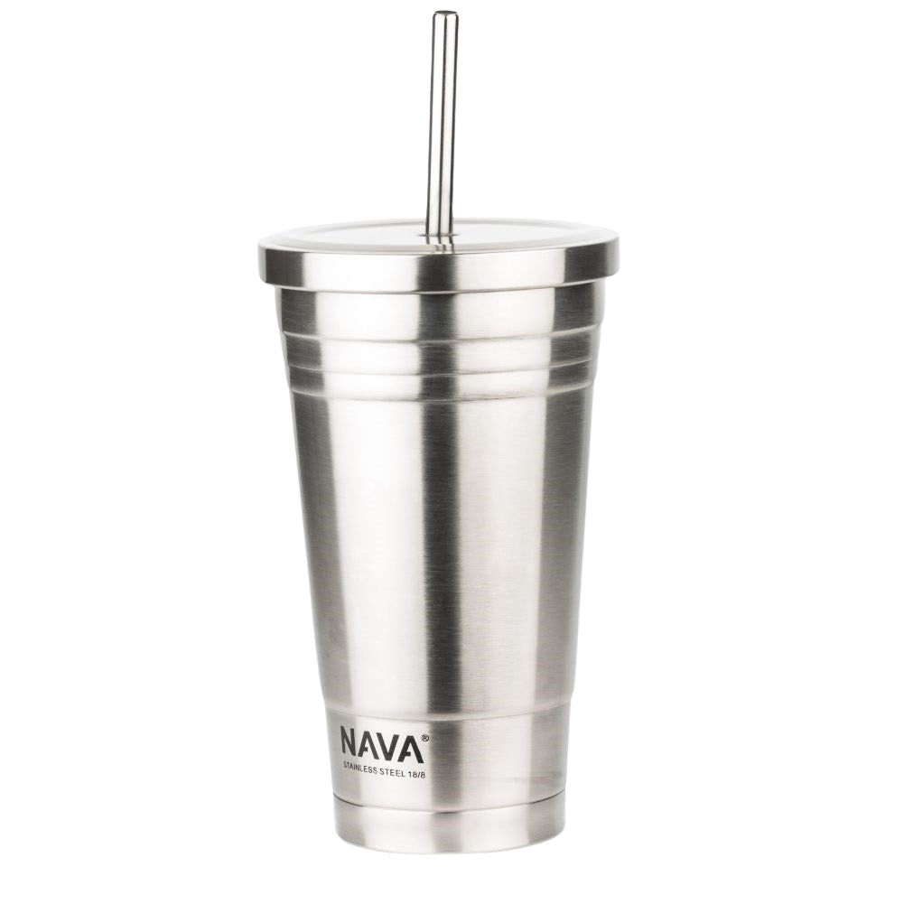 Durable Thermos Mug with Lid & Straw - Stainless Steel