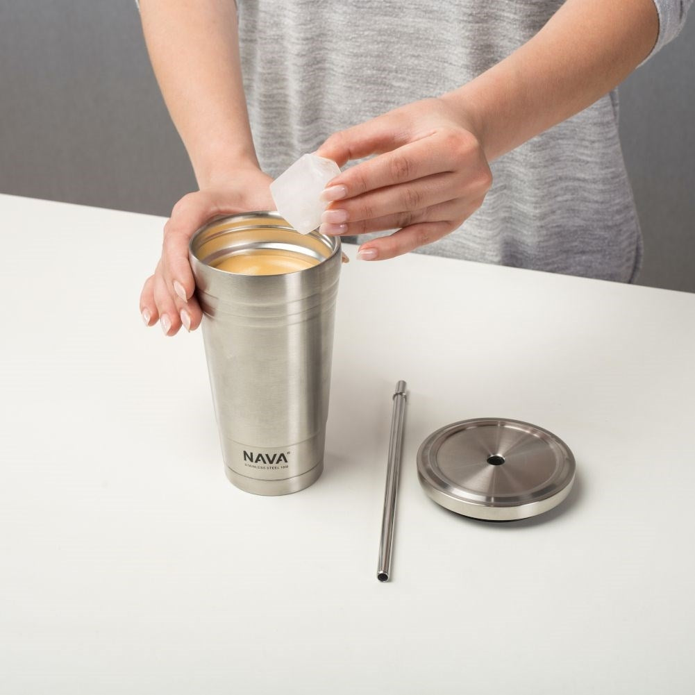 Durable Thermos Mug with Lid & Straw - Stainless Steel