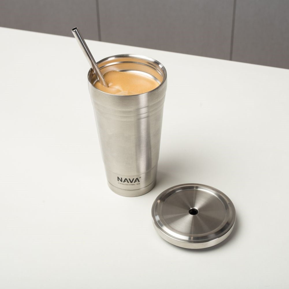 Durable Thermos Mug with Lid & Straw - Stainless Steel