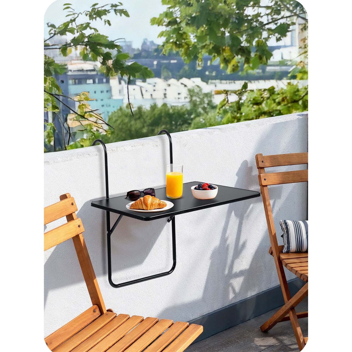 Durable balcony table 60x43cm foldable Sofotel SO-982 black