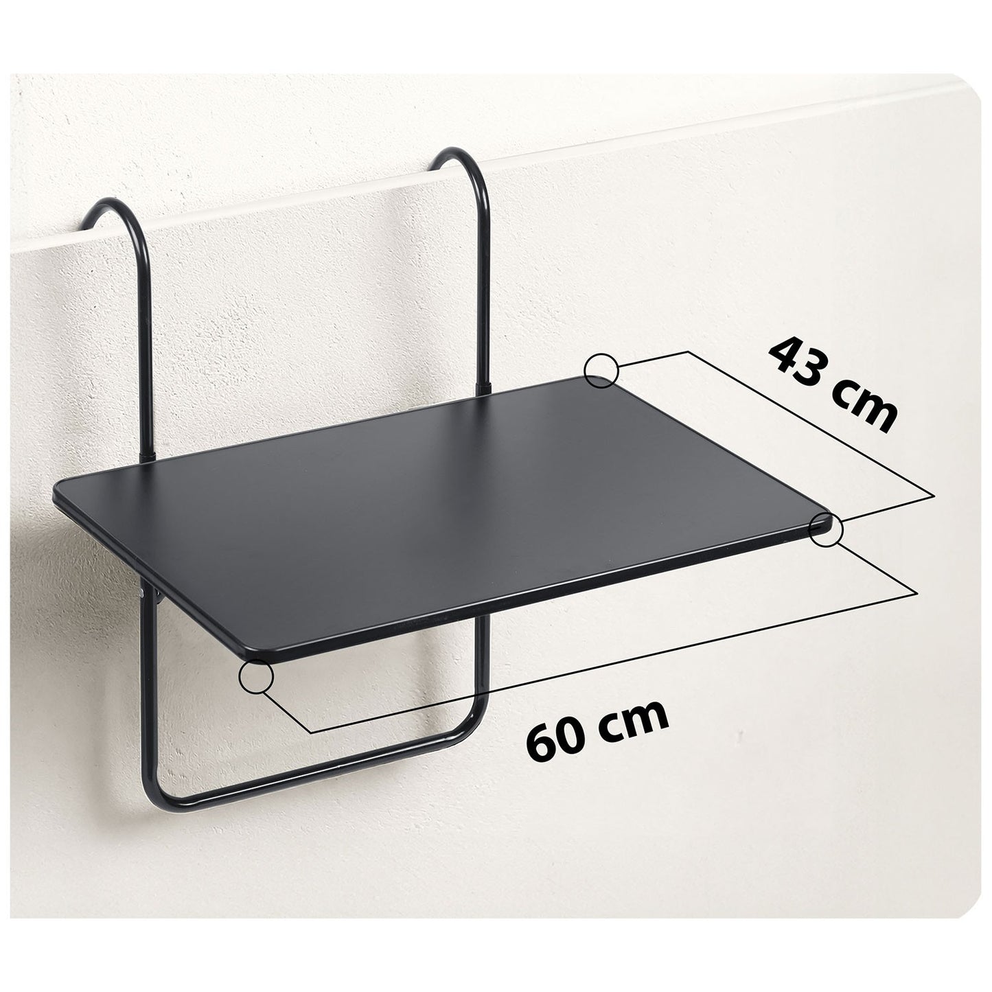 Durable balcony table 60x43cm foldable Sofotel SO-982 black