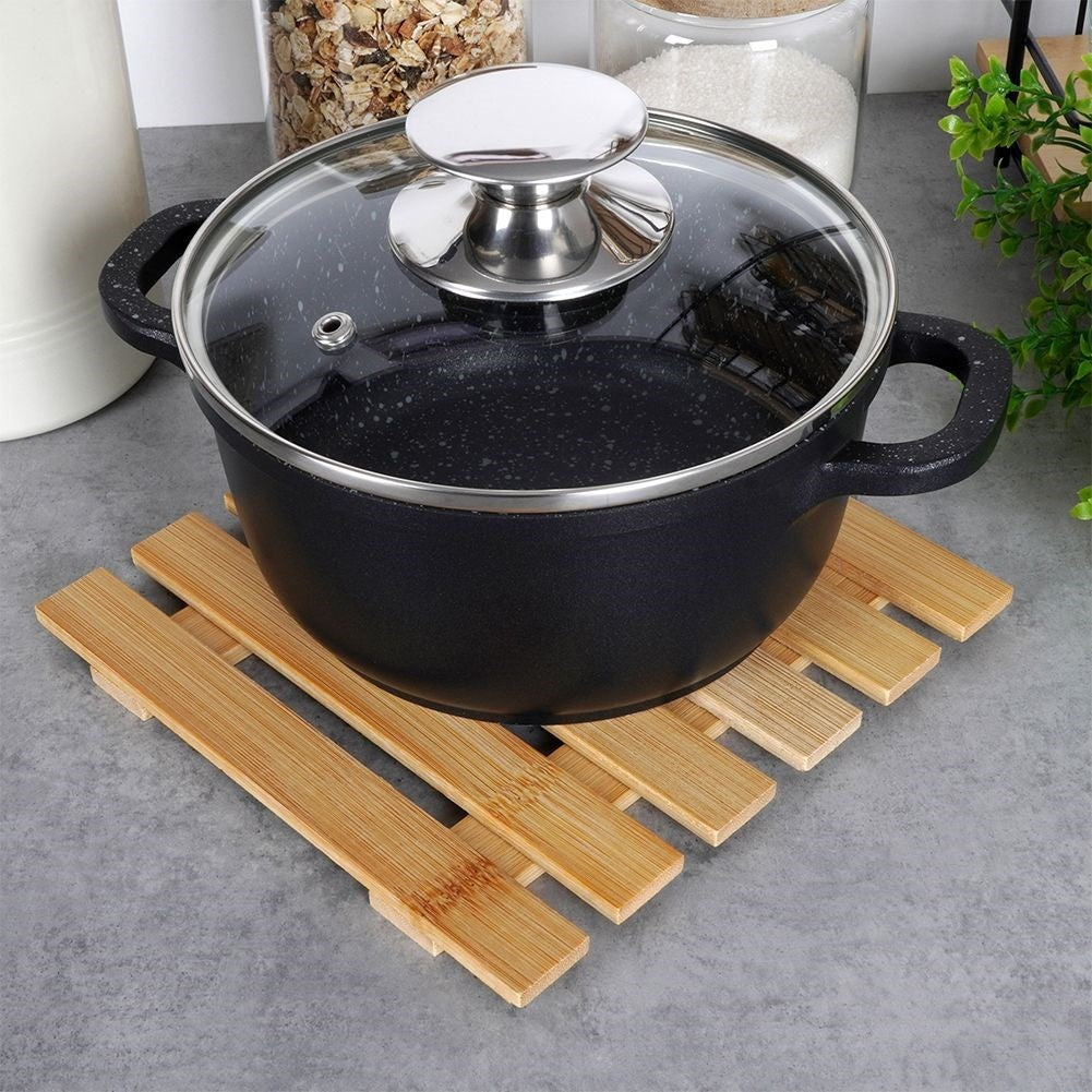 Durable bamboo mat protects tables and worktops