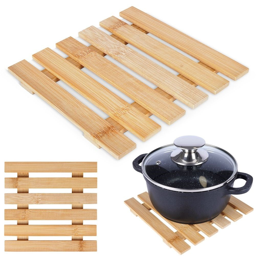Durable bamboo mat protects tables and worktops
