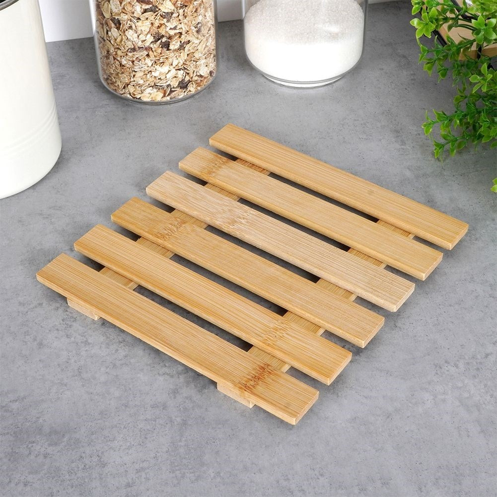 Durable bamboo mat protects tables and worktops