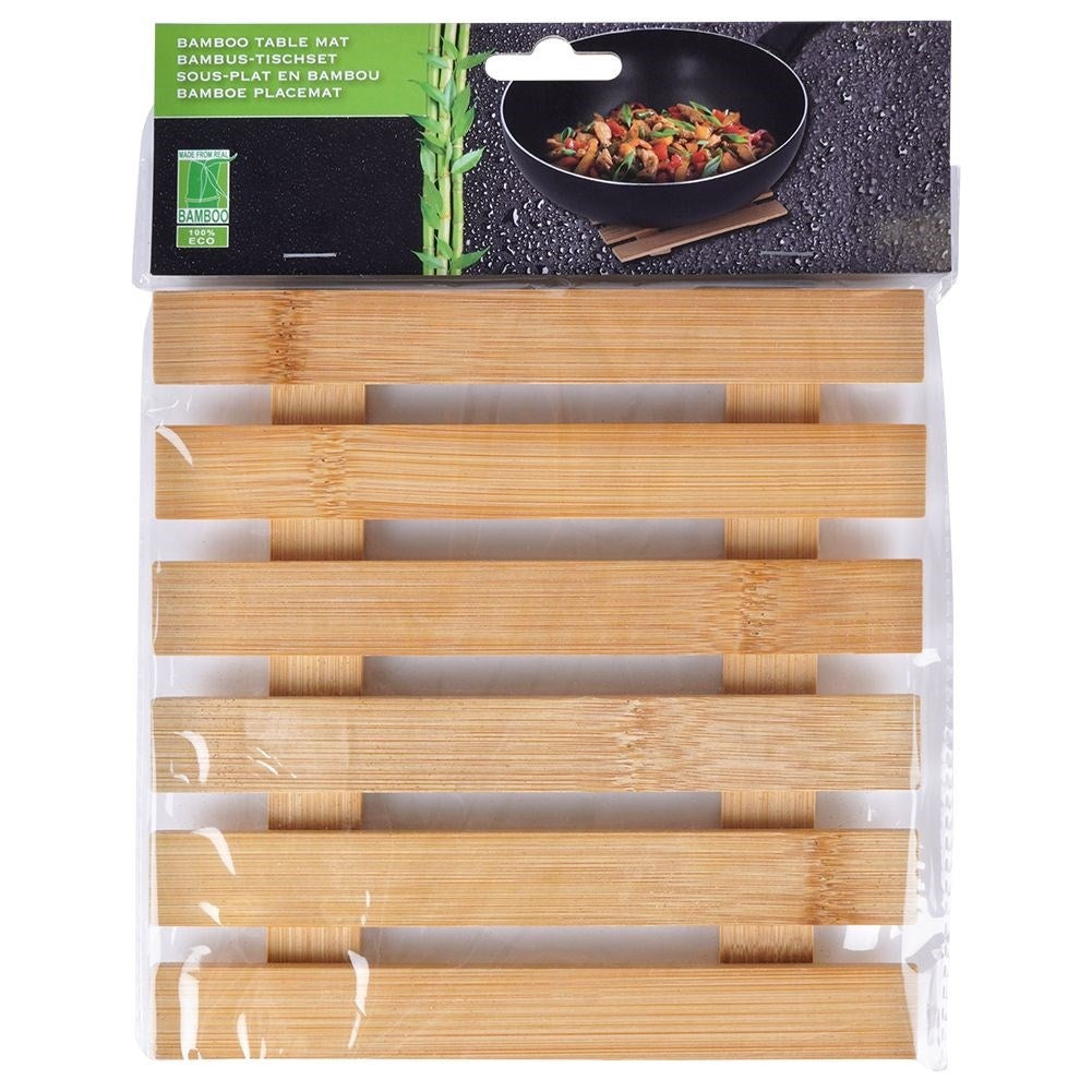 Durable bamboo mat protects tables and worktops