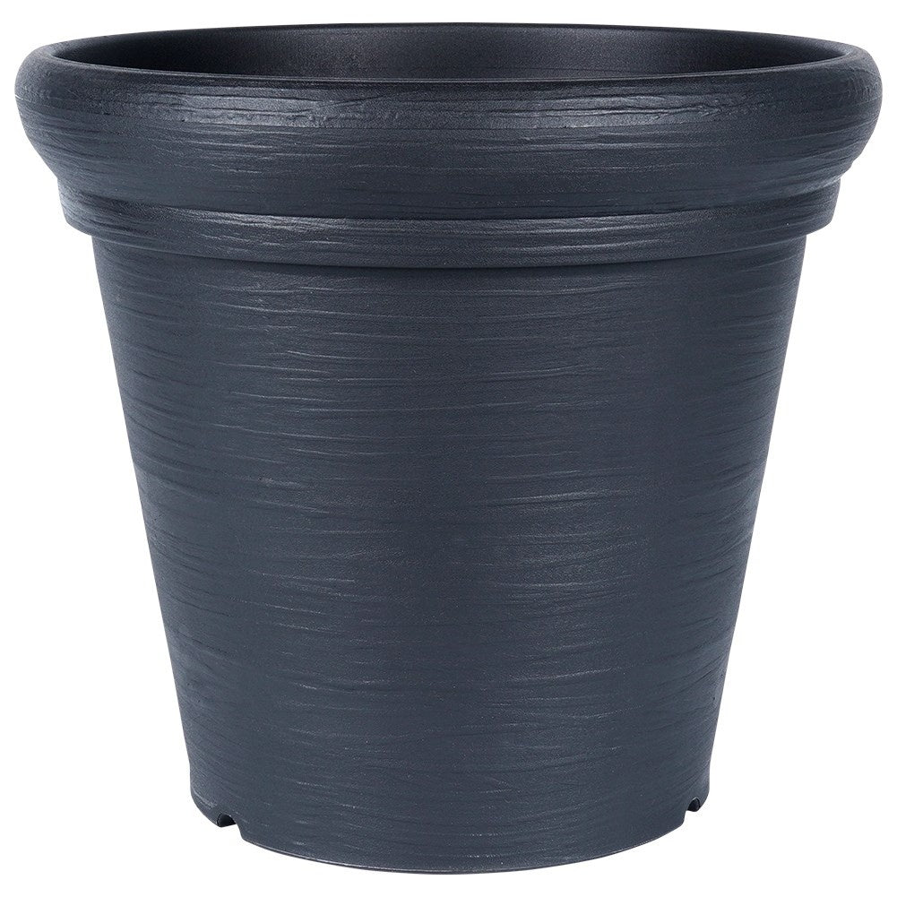 Durable black flower pot with stylish patterns for the patio