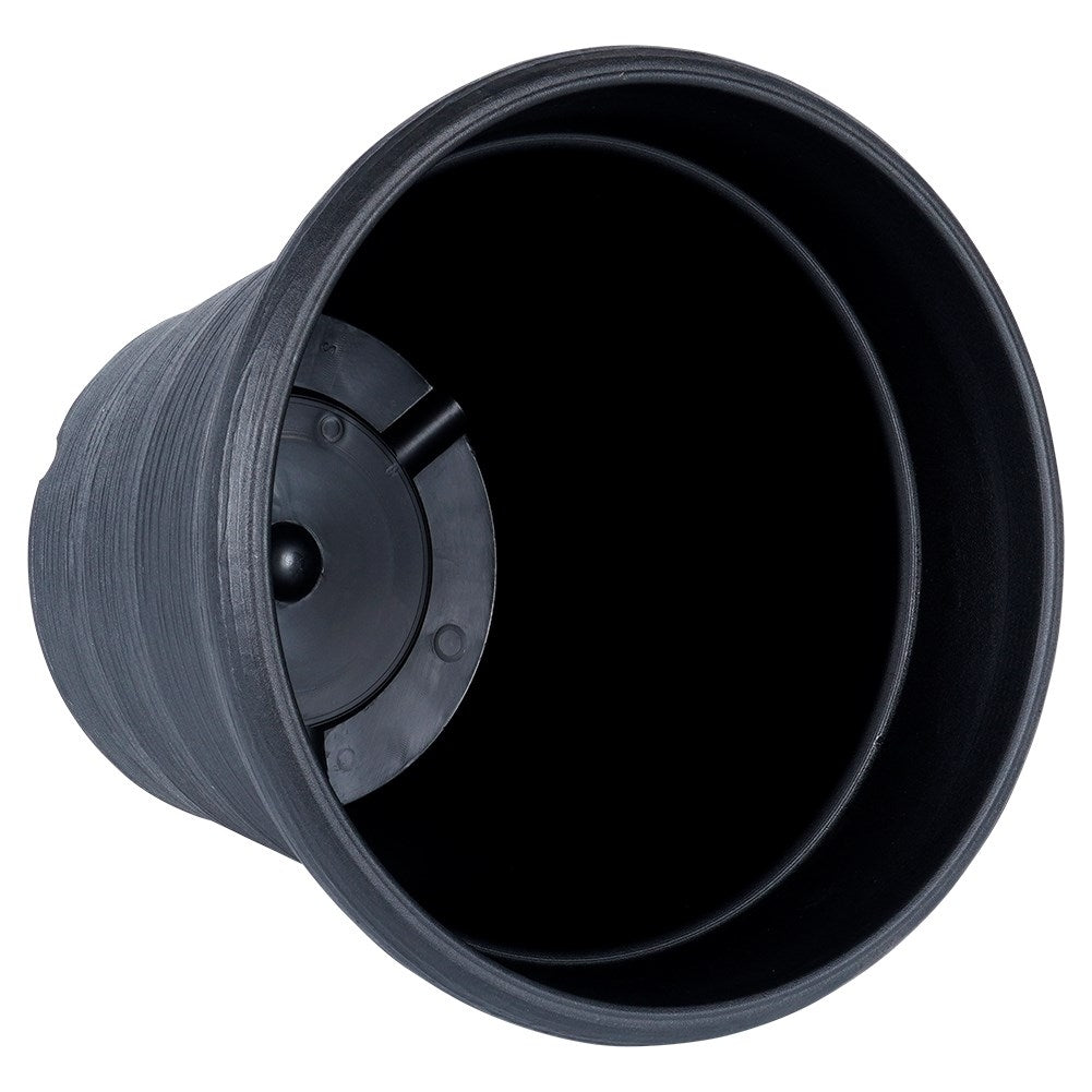 Durable black flower pot with stylish patterns for the patio