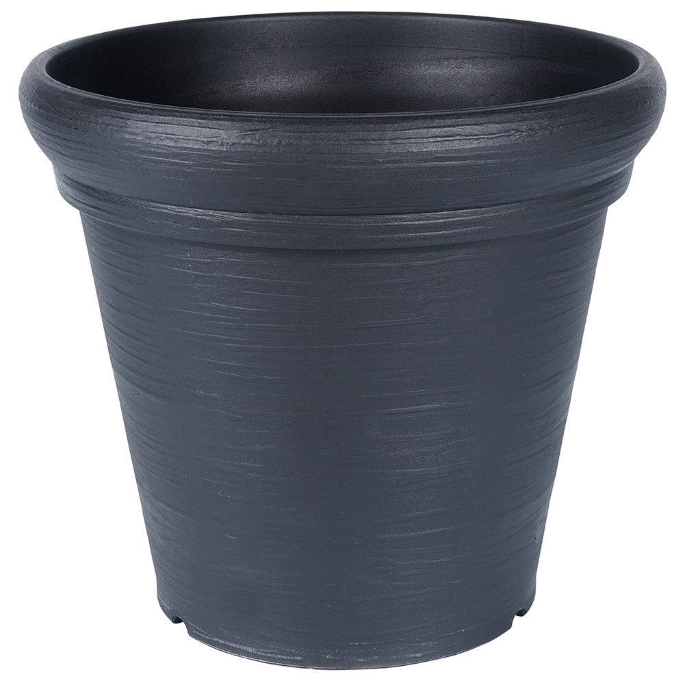 Durable black flower pot with stylish patterns for the patio
