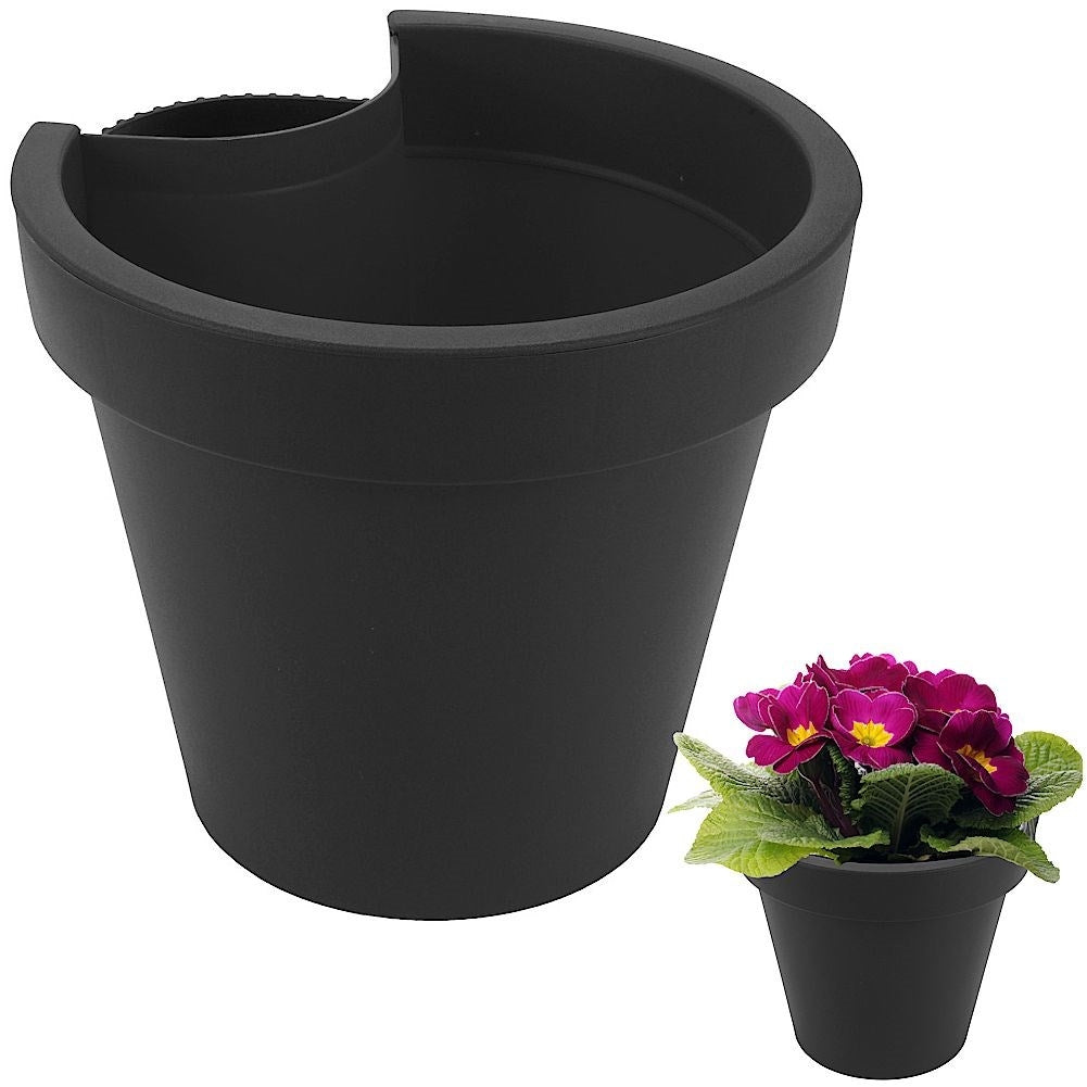 Durable black plastic gutter pot, weather resistant