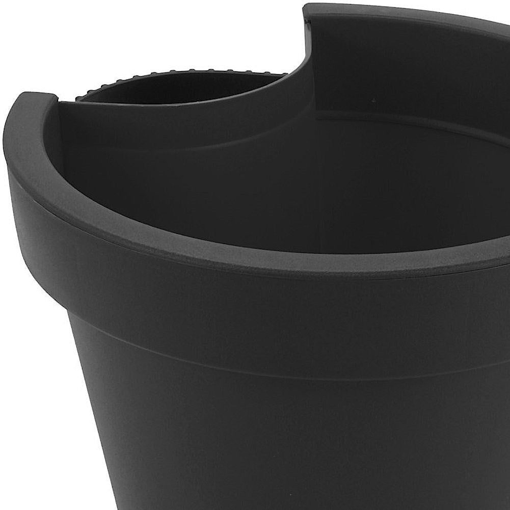 Durable black plastic gutter pot, weather resistant