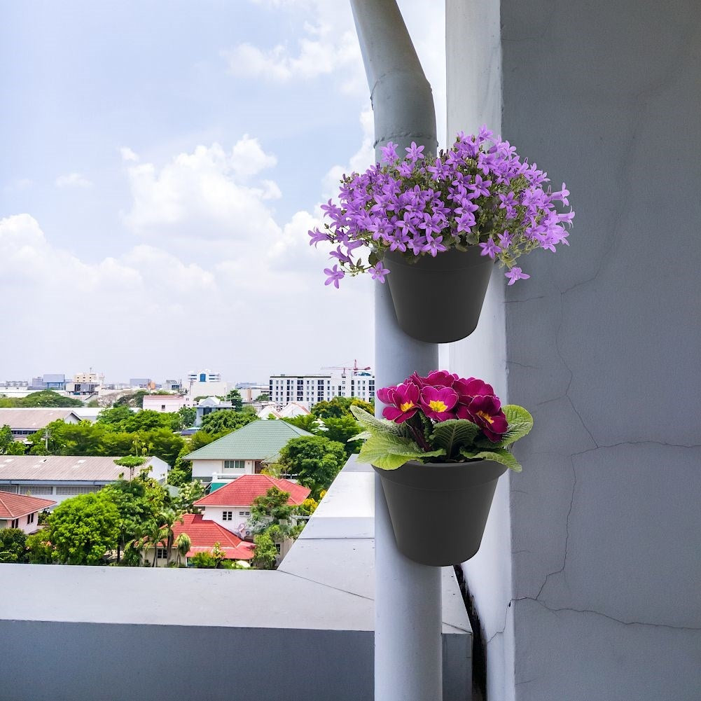 Durable black plastic gutter pot, weather resistant