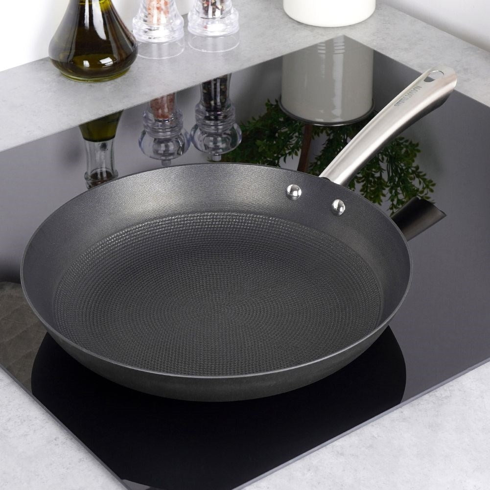 Durable cast iron pan with non-stick for frying and oven