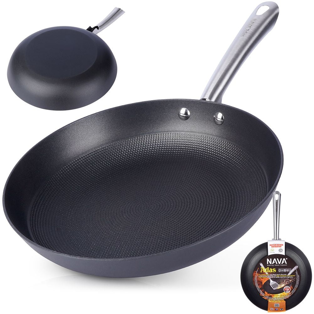 Durable cast iron pan with non-stick for frying and oven