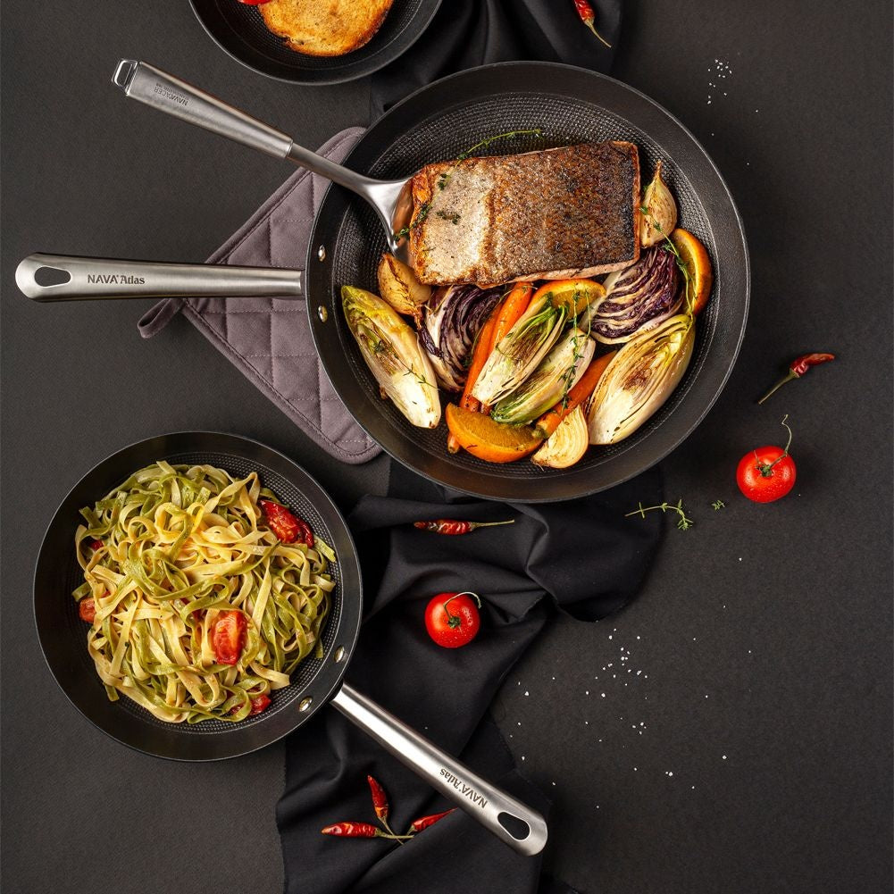 Durable cast iron pan with non-stick for frying and oven