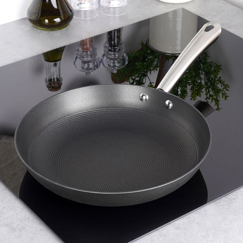 Durable cast iron pan with non-stick for frying & oven