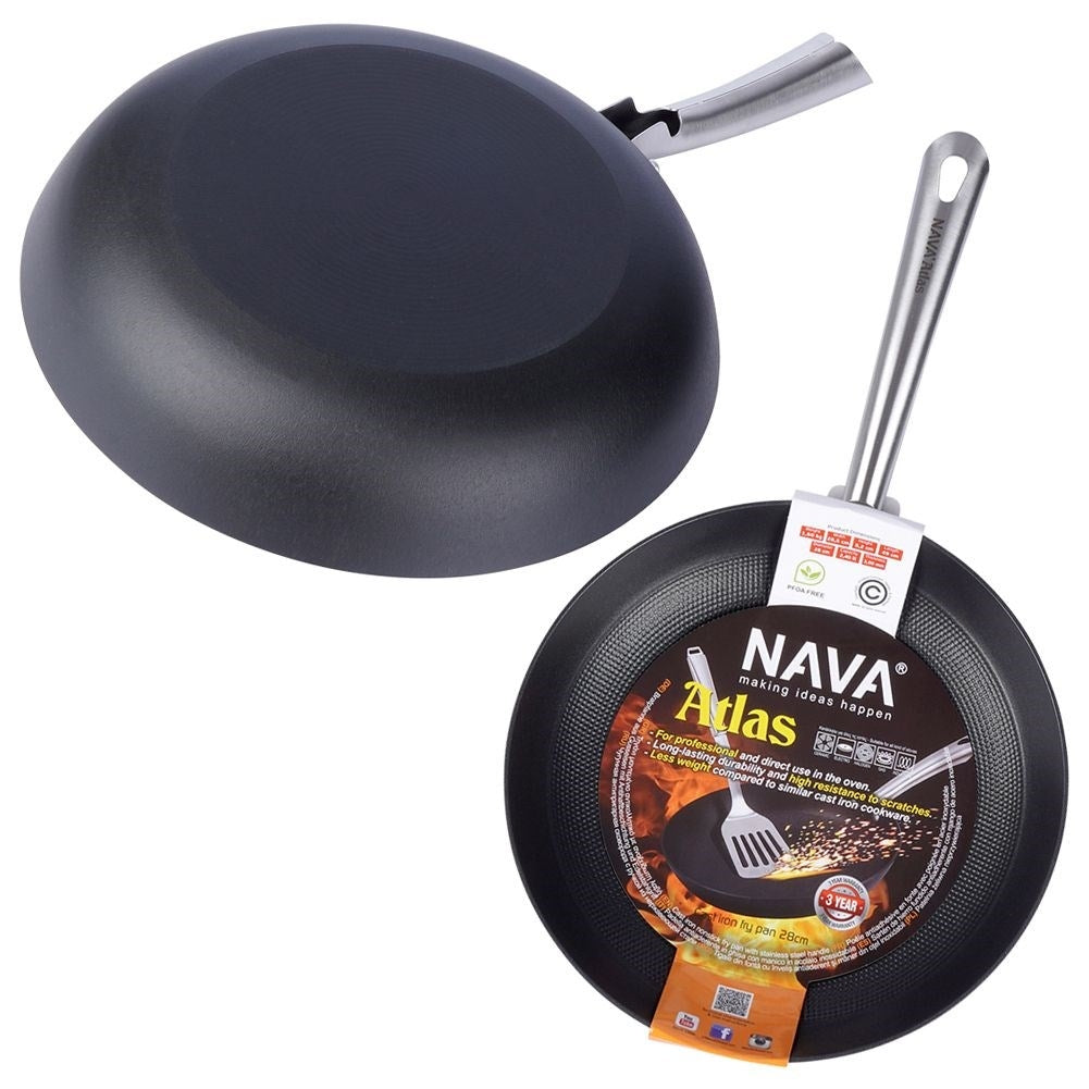 Durable cast iron pan with non-stick for frying & oven