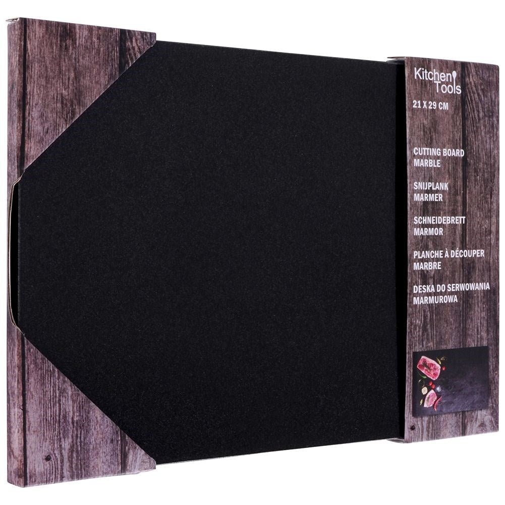 Durable cutting board and serving tray in black marble
