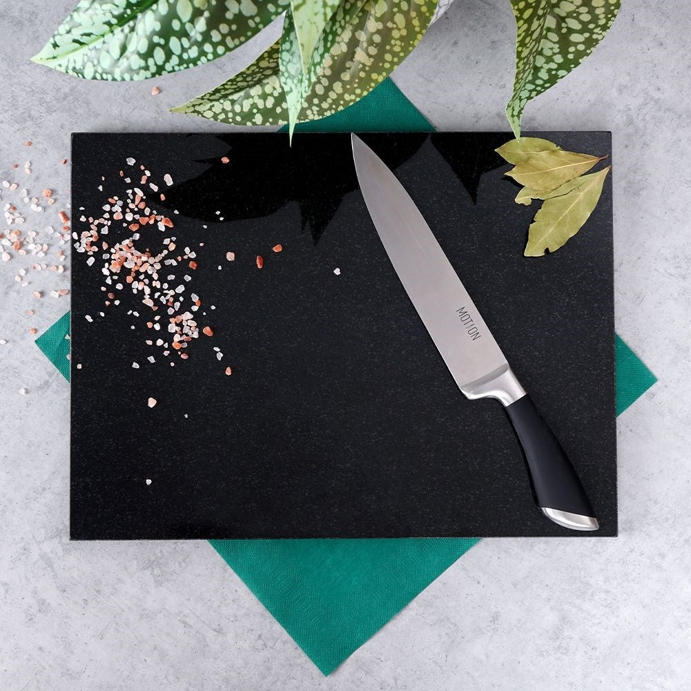 Durable cutting board and serving tray in black marble