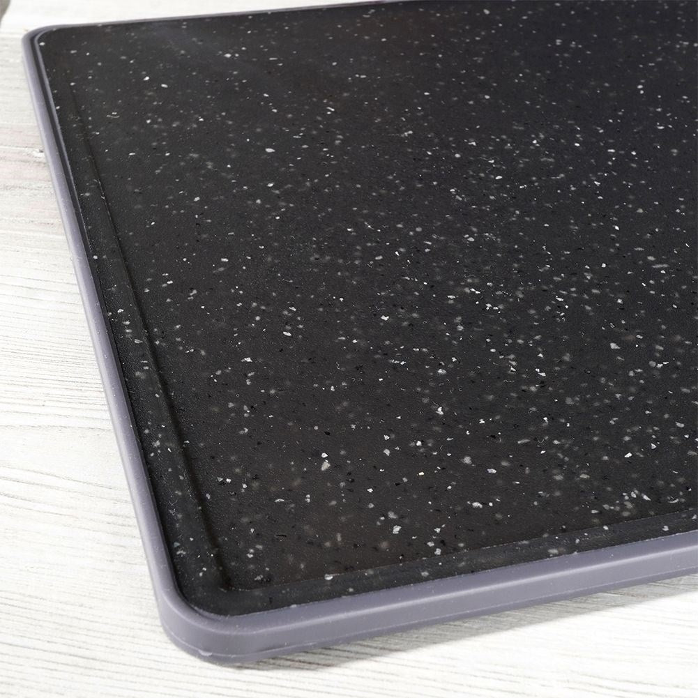 Durable cutting board in black granite imitation for all knives