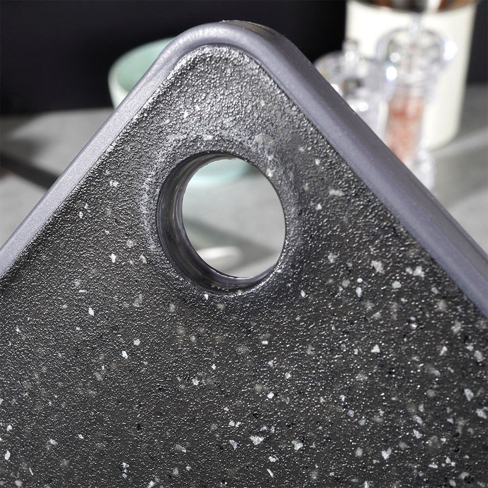 Durable cutting board in black granite imitation for all knives