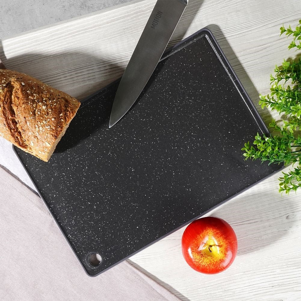 Durable cutting board in black granite imitation for all knives