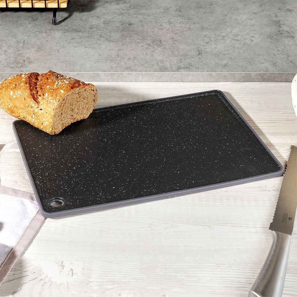 Durable cutting board in black granite imitation for all knives