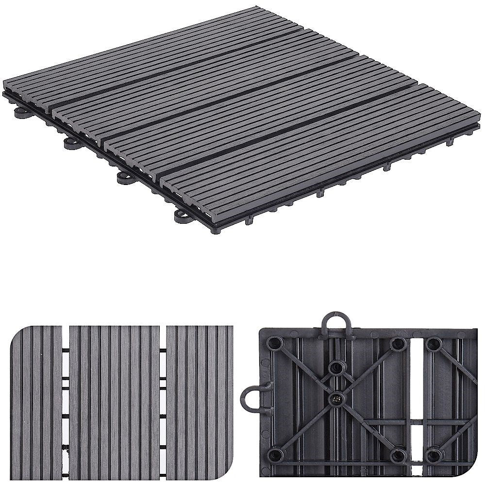 Durable gray tile set for balcony and terrace installation