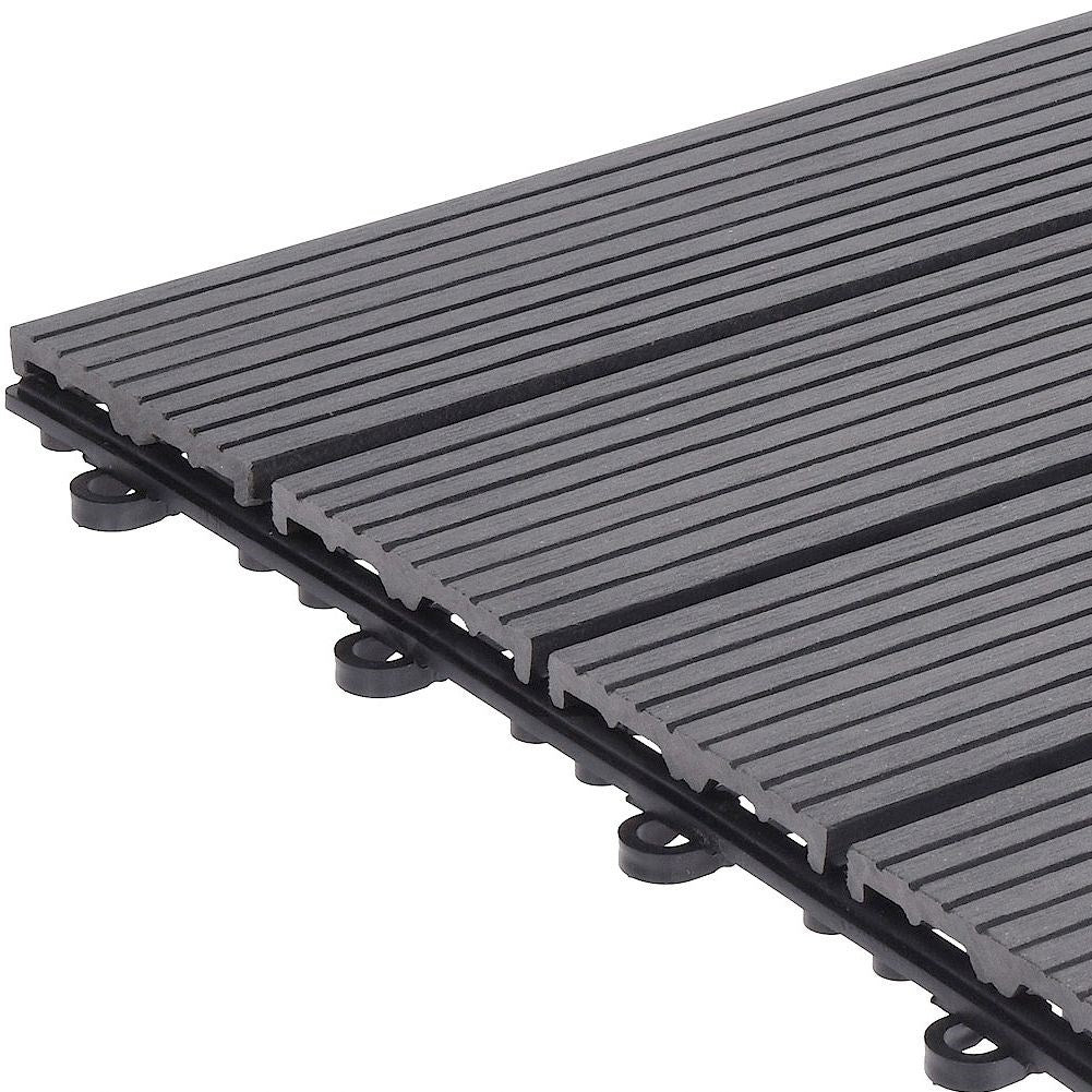 Durable gray tile set for balcony and terrace installation