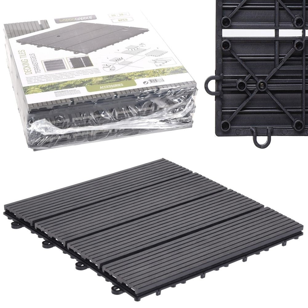 Durable gray tile set for balcony and terrace installation
