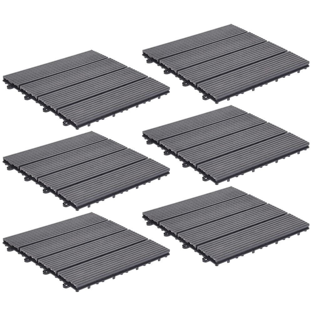 Durable gray tile set for balcony and terrace installation