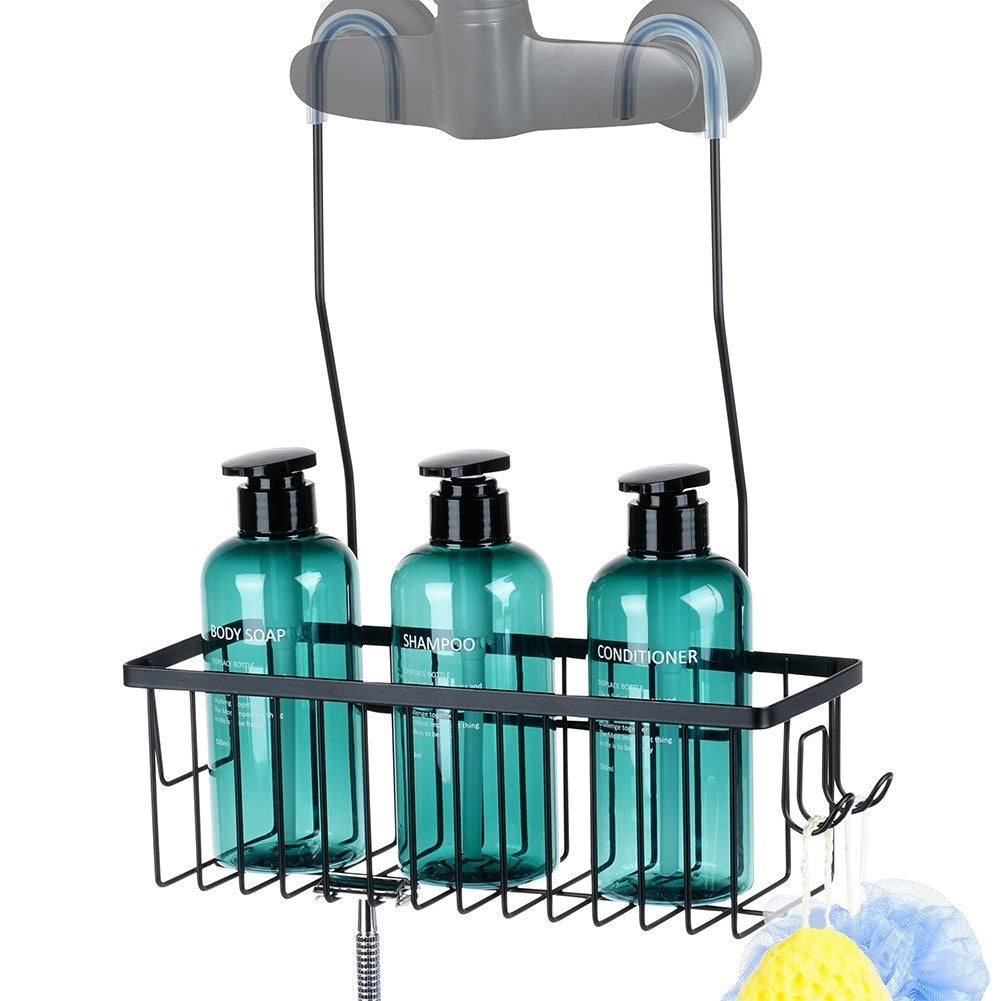 Durable metal shelf for shower faucet - black and stylish