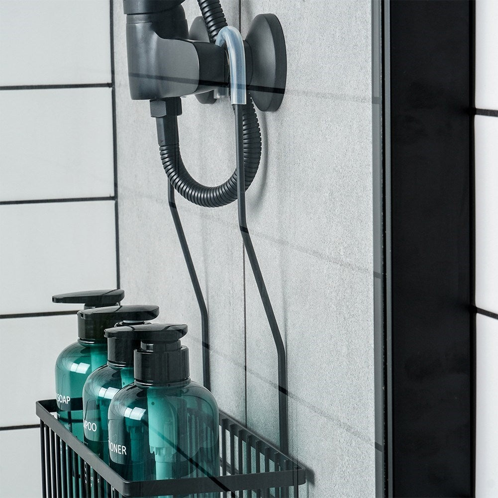 Durable metal shelf for shower faucet - black and stylish