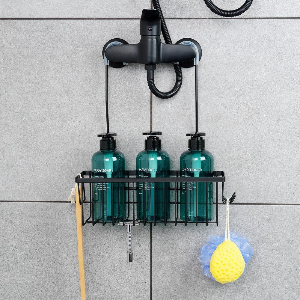 Durable metal shelf for shower faucet - black and stylish