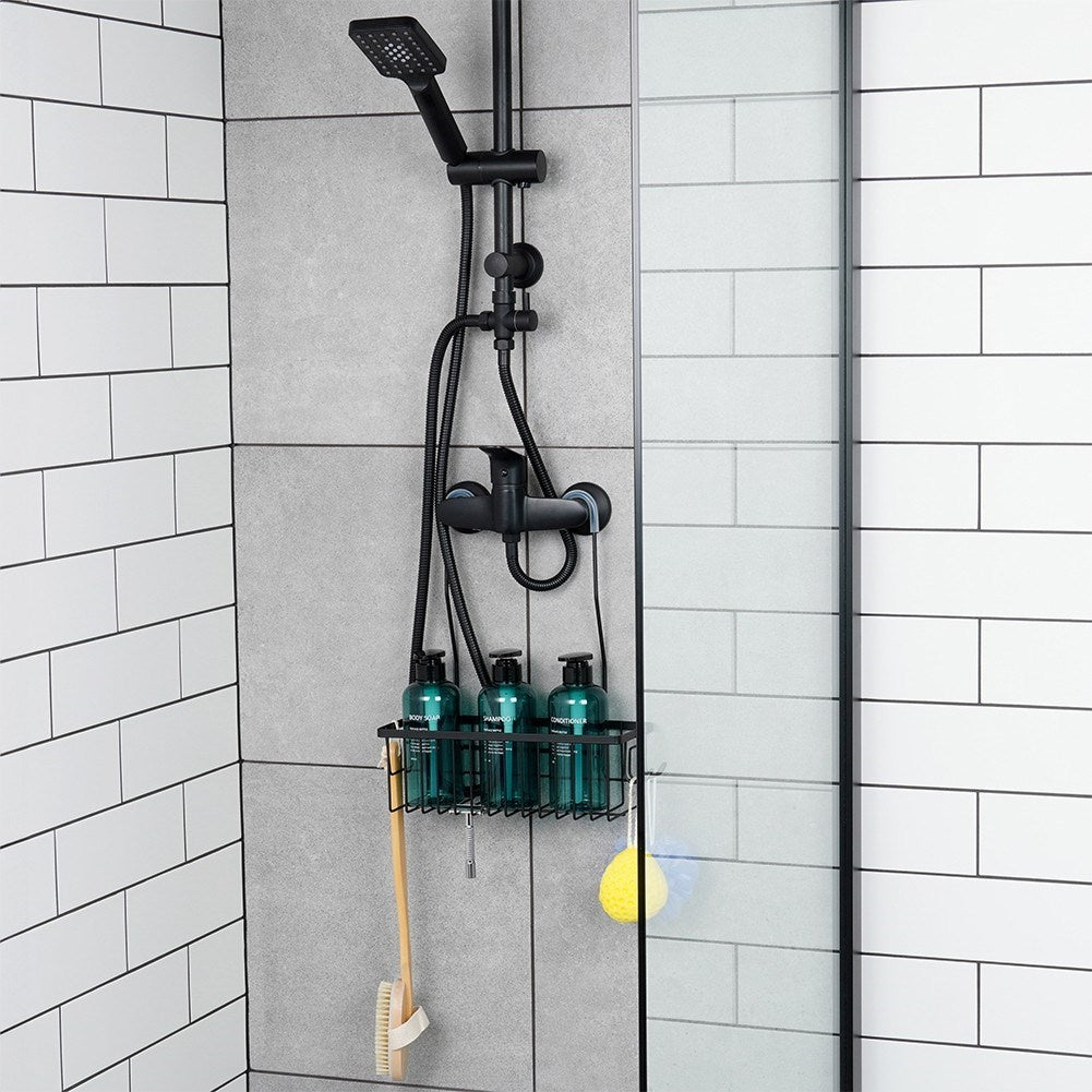 Durable metal shelf for shower faucet - black and stylish