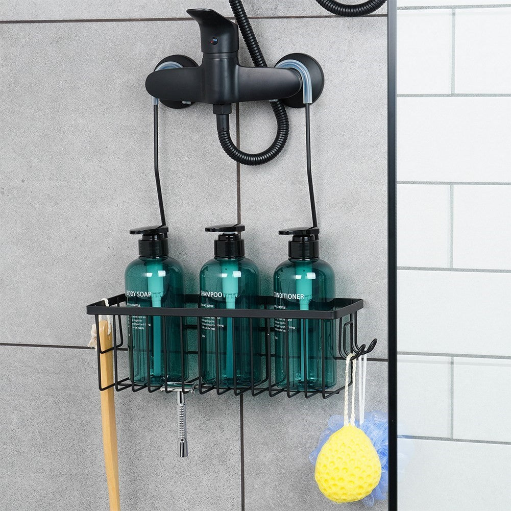 Durable metal shelf for shower faucet - black and stylish