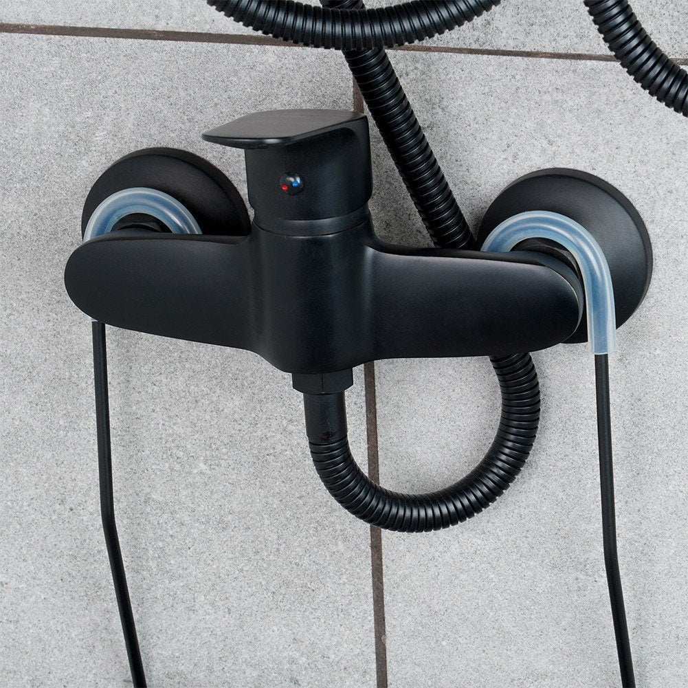 Durable metal shelf for shower faucet - black and stylish
