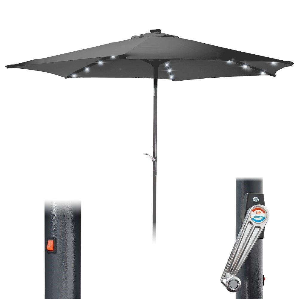 Durable parasol with LED and adjustable stand