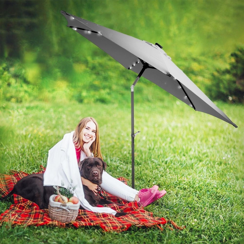 Durable parasol with LED and adjustable stand