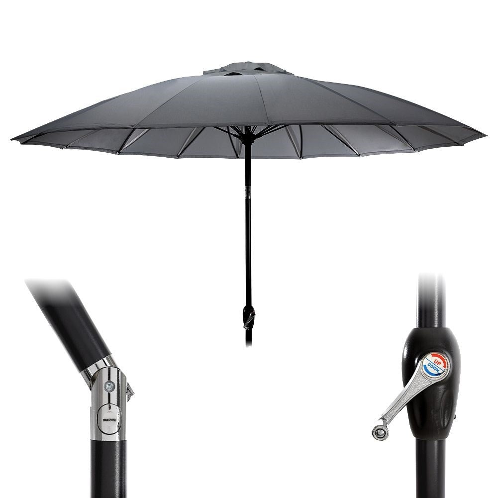 Durable parasol with adjustable frame and crank