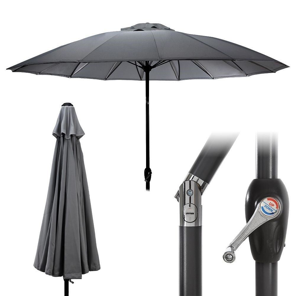 Durable parasol with adjustable frame and crank