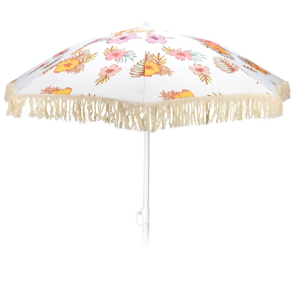 Durable retro parasol with fringes for beach and garden